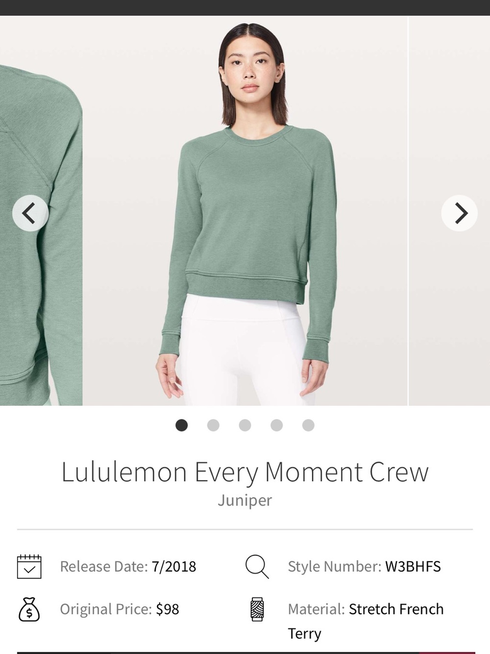 lululemon athletica Every Moment Crew Sweater — Juniper Green